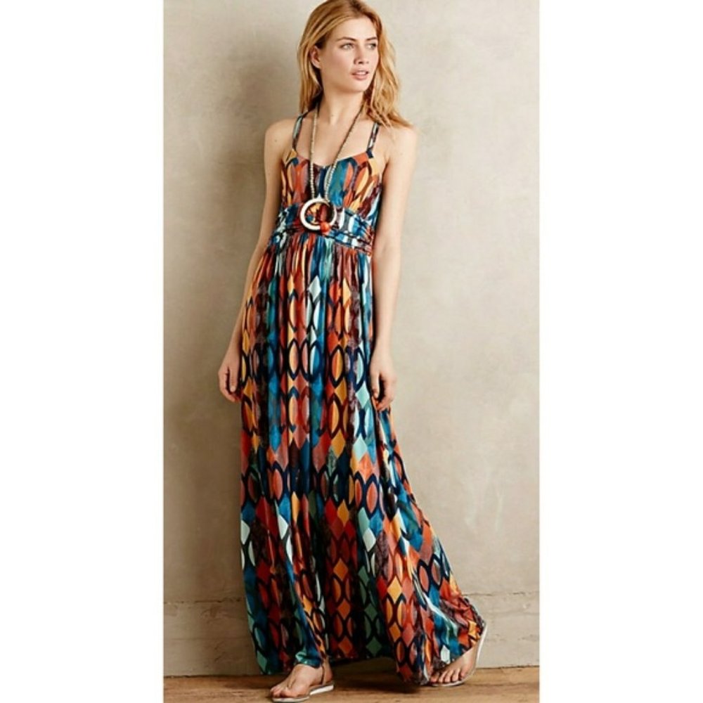 Anthropologie Maeve Noetzie Geometric Print Maxi Dress